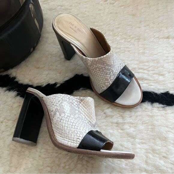 Rag & Bone Snake Embossed Leather Peep-Toe Heels - Picture 2 of 8